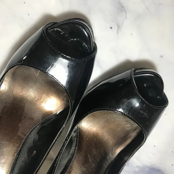 Steve Madden Black &amp; Leopard Patent Leather Heels