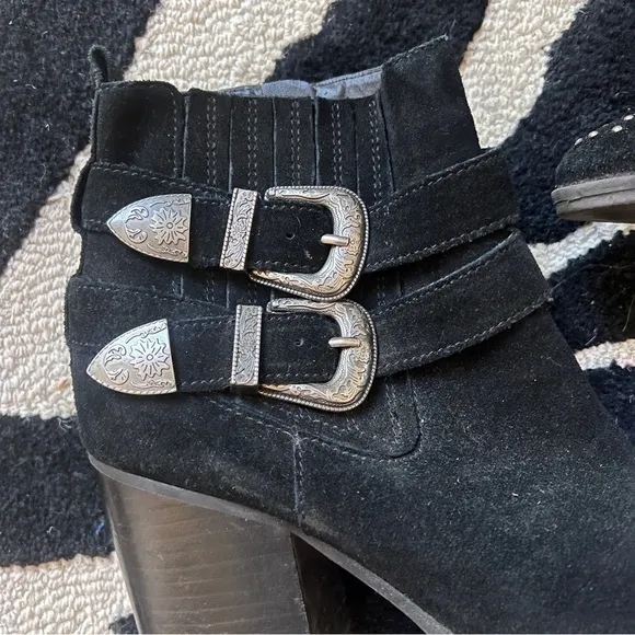 Steve Madden Black Western Buckle Ankle Boots