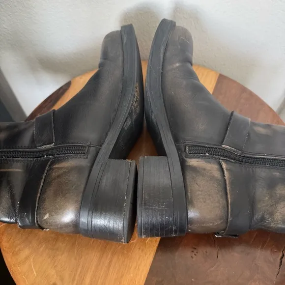 Steve Madden Brixton Block Heel Booties Harness Boots Distressed Brown Leather
