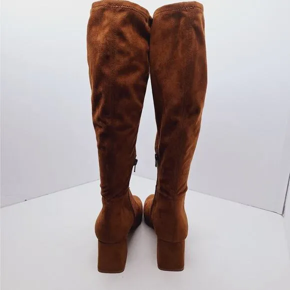 Steve Madden DEXIE Knee Boots Square Toe Faux Suede Womens 8.5 Vegan Block Heel