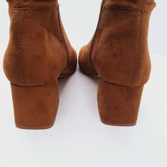 Steve Madden DEXIE Knee Boots Square Toe Faux Suede Womens 8.5 Vegan Block Heel