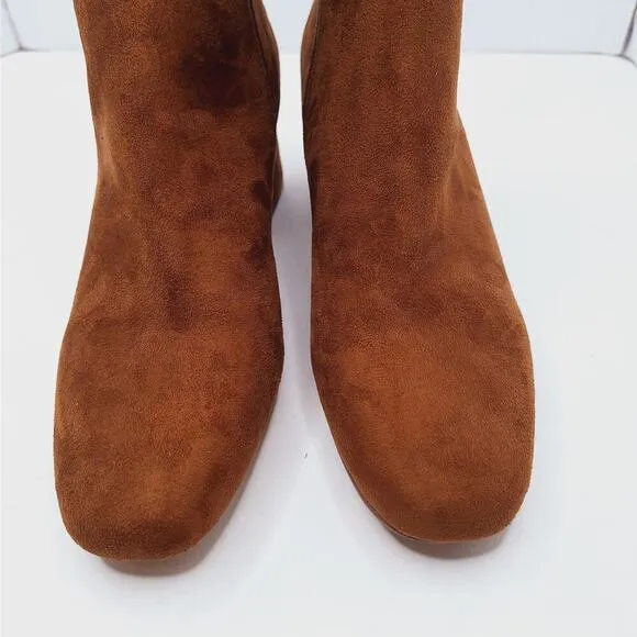 Steve Madden DEXIE Knee Boots Square Toe Faux Suede Womens 8.5 Vegan Block Heel