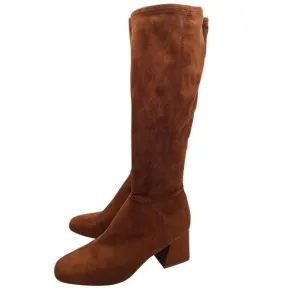 Steve Madden DEXIE Knee Boots Square Toe Faux Suede Womens 8.5 Vegan Block Heel
