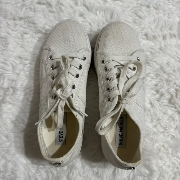 Steve Madden Emmi White Platform Tennis Shoes Size 6