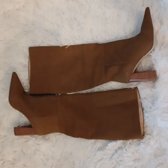 Steve Madden Handles Pointed Toe Nubuck Leather Block Heel Boots- SIZE 10 NEW
