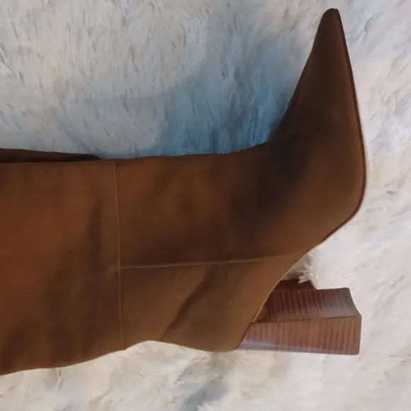 Steve Madden Handles Pointed Toe Nubuck Leather Block Heel Boots- SIZE 10 NEW