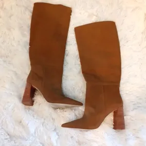 Steve Madden Handles Pointed Toe Nubuck Leather Block Heel Boots- SIZE 10 NEW