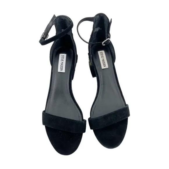 Steve Madden Inca Suede Block Heel Embroidered Floral Ankle Strap Sandals