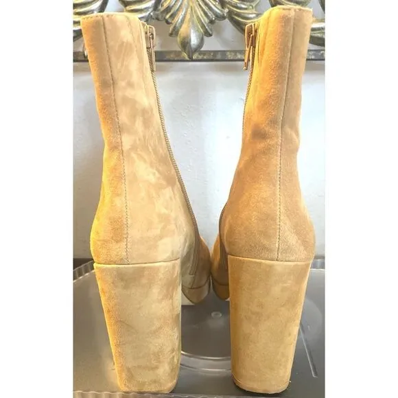 Steve Madden Main Tan Suede Ankle Platform Boots Women’s Shoes Size 8.5 Medium