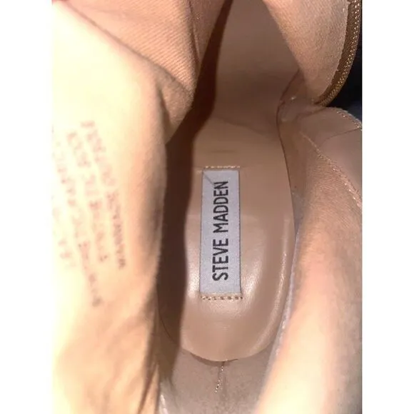 Steve Madden Main Tan Suede Ankle Platform Boots Women’s Shoes Size 8.5 Medium
