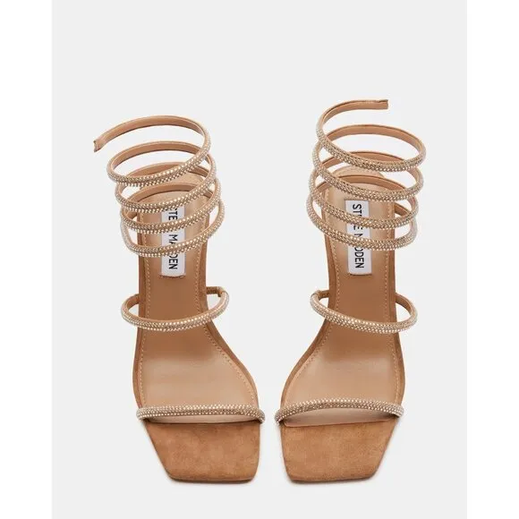 STEVE MADDEN Runway Rhinestone Lucite Wedges Sandals Sz 8 NEW New in box