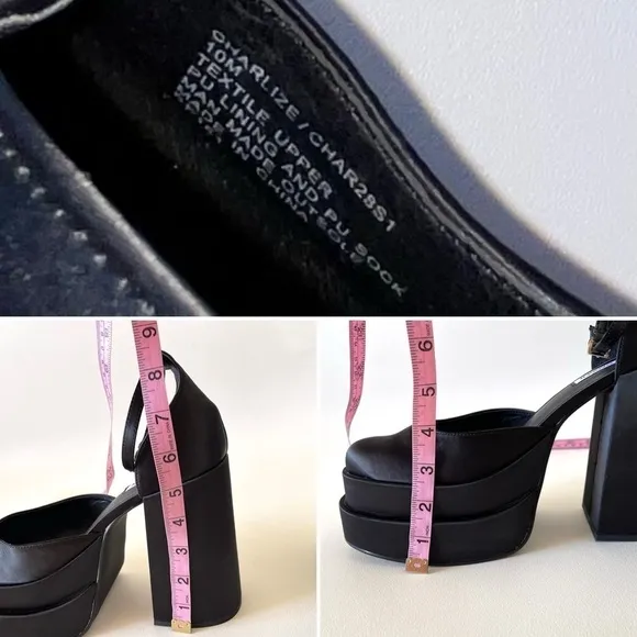 Steve Madden Shoes Charlize Platform Heels Satin Chunky Holiday Y2K Black 10
