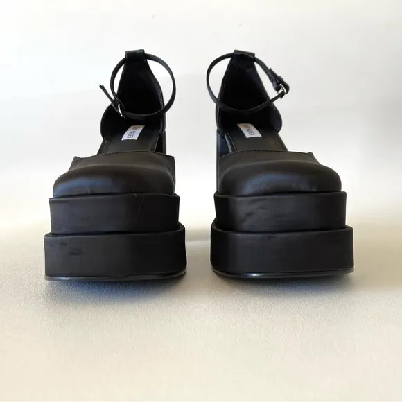 Steve Madden Shoes Charlize Platform Heels Satin Chunky Holiday Y2K Black 10