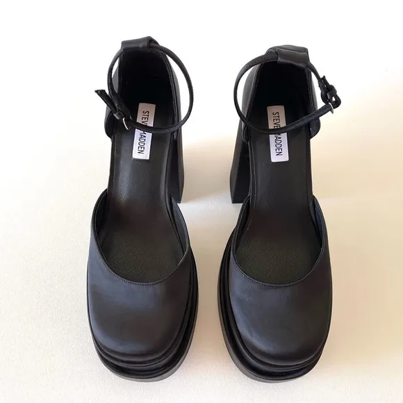 Steve Madden Shoes Charlize Platform Heels Satin Chunky Holiday Y2K Black 10
