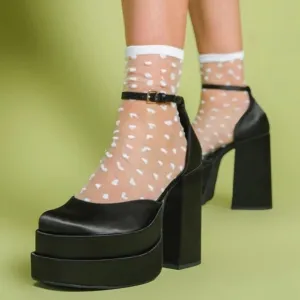 Steve Madden Shoes Charlize Platform Heels Satin Chunky Holiday Y2K Black 10