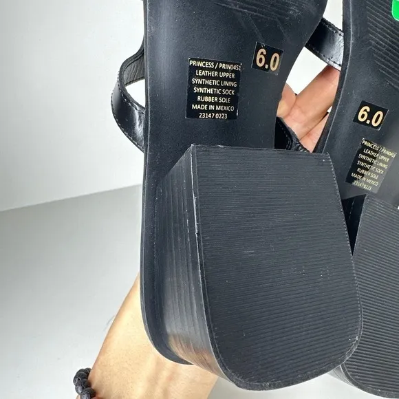 Steve Madden Womens Princess Slides Shoes Sandals Block Heel Leather Black 6