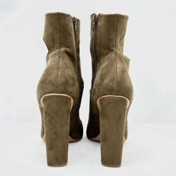 Steve Madden Tawnie Olive Microfiber Suede Cut Out Caged High Heel Sandals 7.5