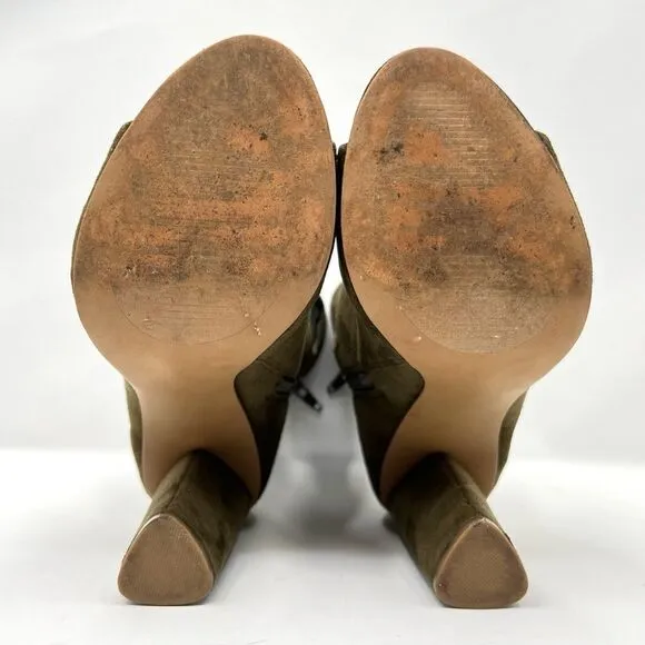 Steve Madden Tawnie Olive Microfiber Suede Cut Out Caged High Heel Sandals 7.5