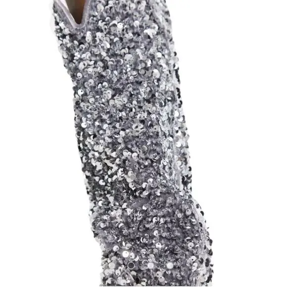 Steve Madden hi heel Boots Tyrus silver Sequin