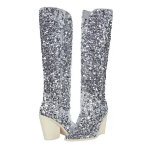 Steve Madden hi heel Boots Tyrus silver Sequin