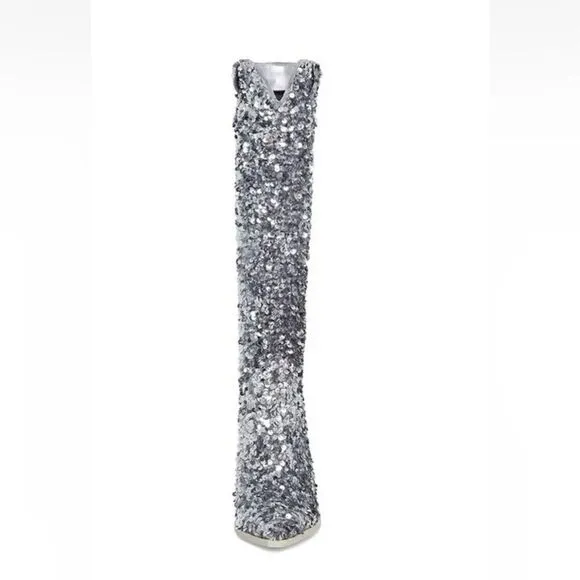 Steve Madden hi heel Boots Tyrus silver Sequin