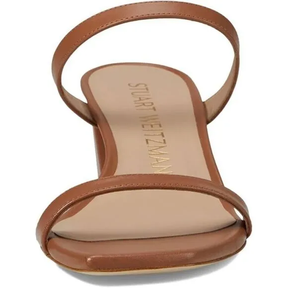 Stuart Weitzman Aleena 50 Sandals Women's US 10 Tan Leather Block Heel KHD823