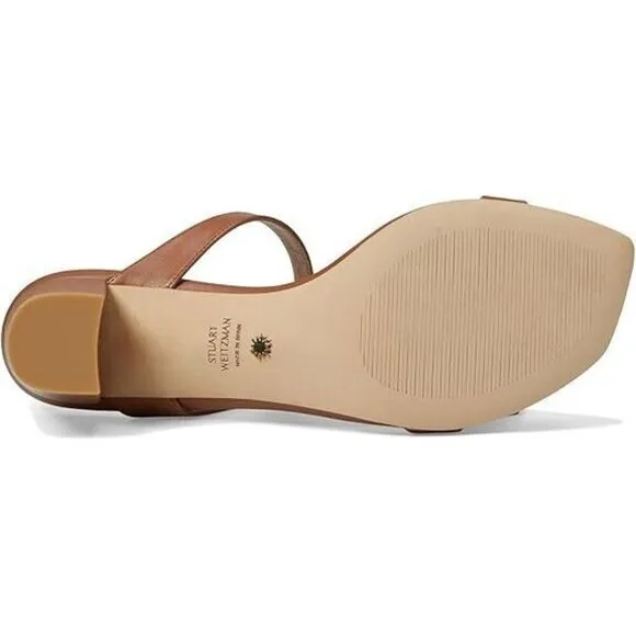 Stuart Weitzman Aleena 50 Sandals Women's US 10 Tan Leather Block Heel KHD823