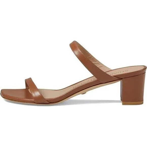 Stuart Weitzman Aleena 50 Sandals Women's US 10 Tan Leather Block Heel KHD823