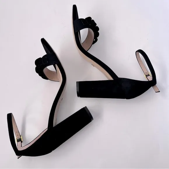 STUART WEITZMAN Amelina Chain Black Suede Block High Heel Sandals Size 9