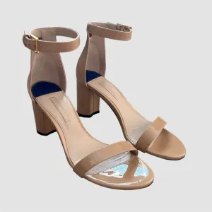 Stuart Weitzman &quot;Nudistcurve&quot; Tan Block Heel Sandals US 7 M ($475)