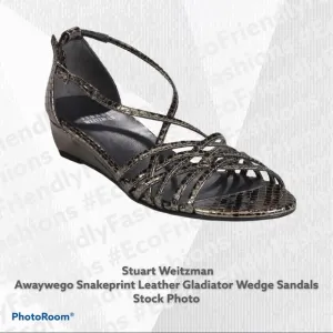 Stuart Weitzman Awaywego Snakeprint Wedge Sandals LUX1**