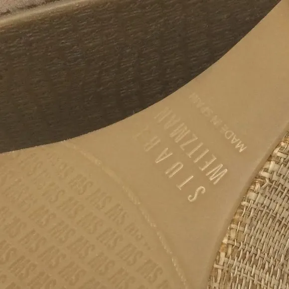 Stuart Weitzman Beige Leather Wedge Sandal 8.5M