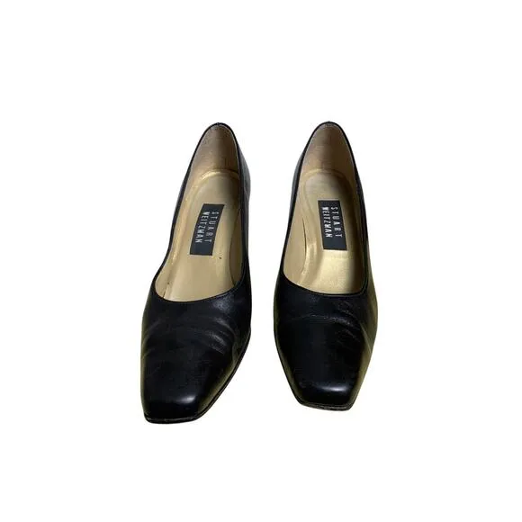 Stuart Weitzman Black Leather Corpcore Pumps - Size 7AA