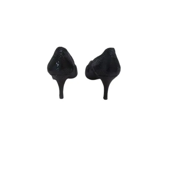Stuart Weitzman Black Leather Embossed Pointed Toe Pumps Size 8M