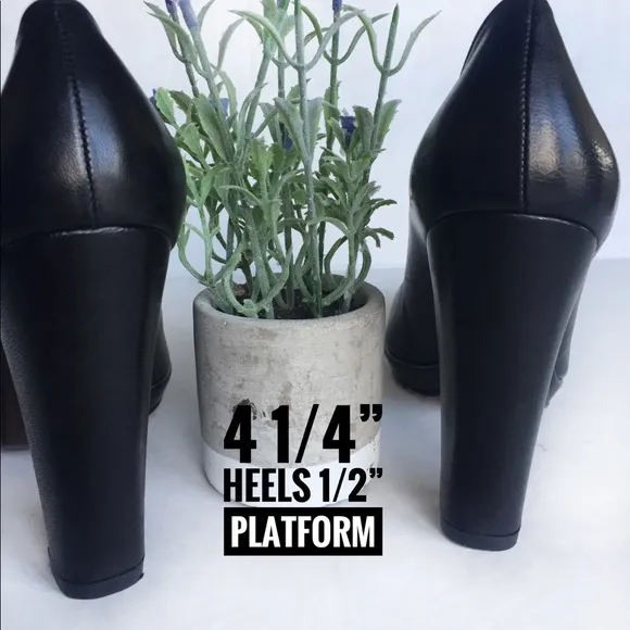 Stuart Weitzman Black Leather Platform Shoes Size8