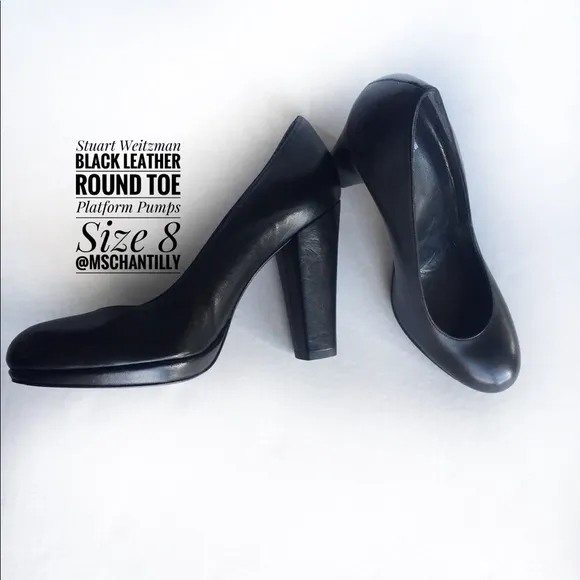 Stuart Weitzman Black Leather Platform Shoes Size8