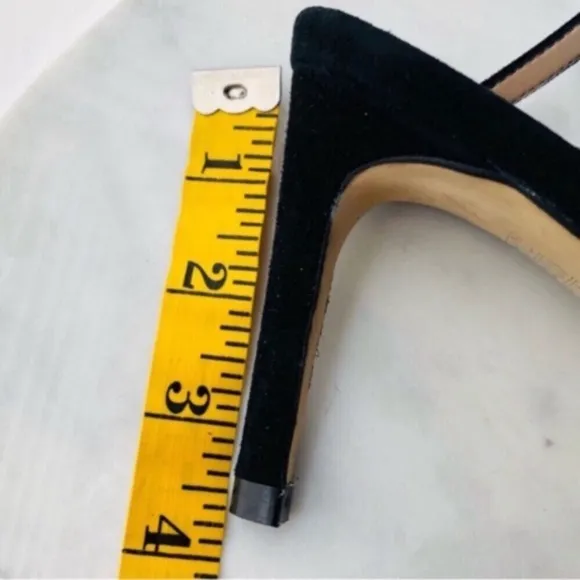 STUART WEITZMAN Black Suede Cutout Heel Sandals