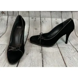 STUART WEITZMAN black suede leather bow high heel pump classic shoes size 10