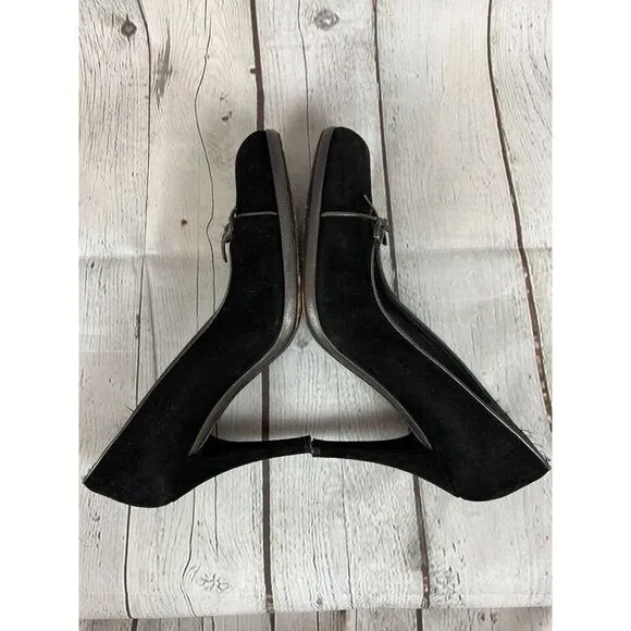 STUART WEITZMAN black suede leather bow high heel pump classic shoes size 10