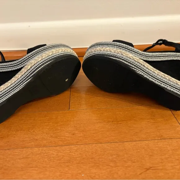 Stuart Weitzman Black Wedge Sandals