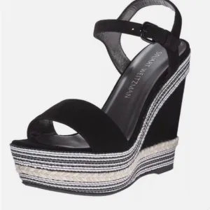 Stuart Weitzman Black Wedge Sandals