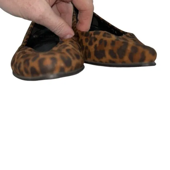 stuart weitzman bown black LEOPARD print leather ballet wedge slippers s…