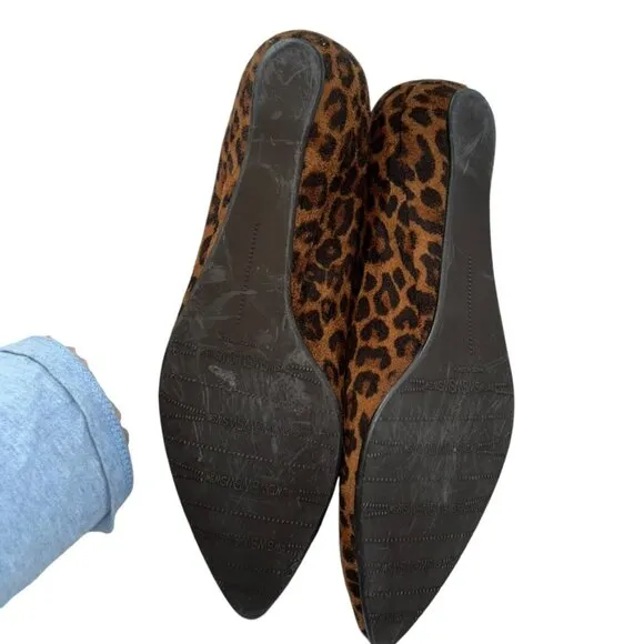 stuart weitzman bown black LEOPARD print leather ballet wedge slippers s…