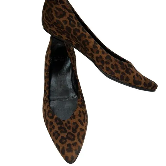 stuart weitzman bown black LEOPARD print leather ballet wedge slippers s…