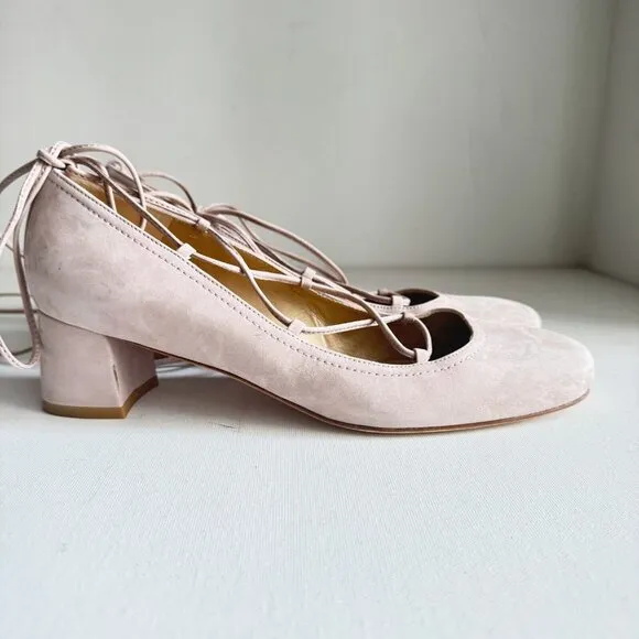 Stuart Weitzman Cordon Hush Suede Lace Up Ballerina Pumps Shoes Size 10.5