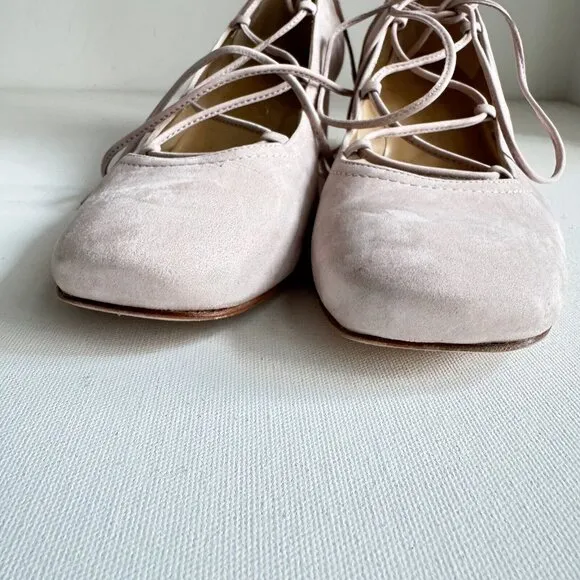 Stuart Weitzman Cordon Hush Suede Lace Up Ballerina Pumps Shoes Size 10.5