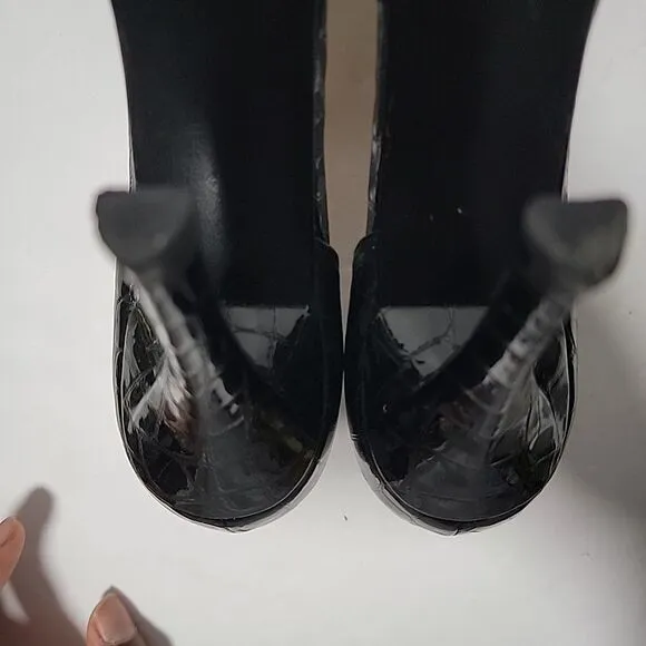 Stuart Weitzman D'Orsay Patent Leather Pumps Snake Skin Pattern Size 9 N