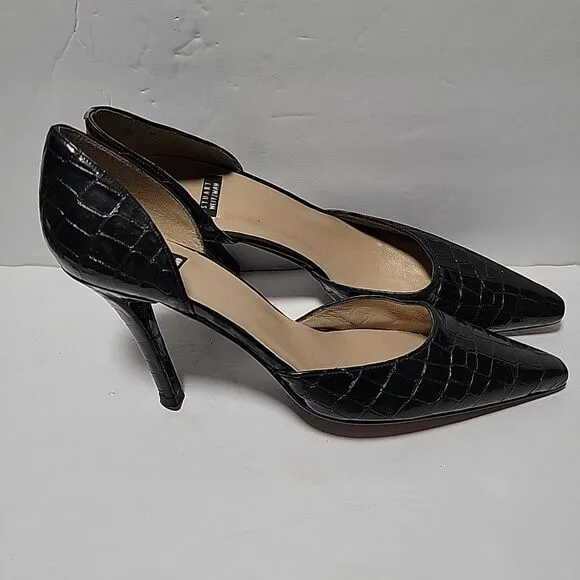 Stuart Weitzman D'Orsay Patent Leather Pumps Snake Skin Pattern Size 9 N