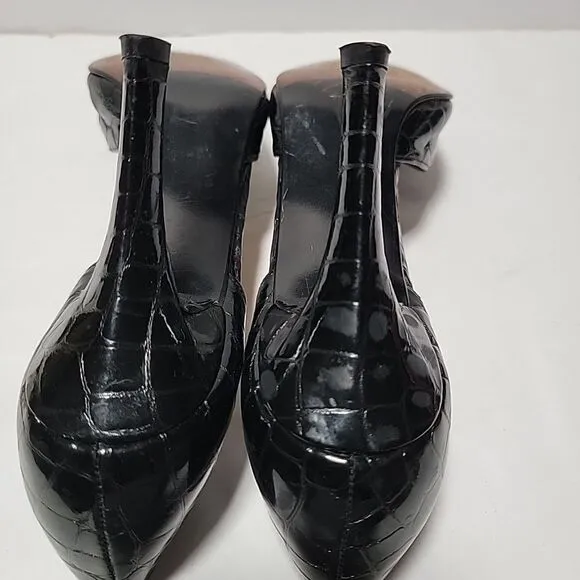 Stuart Weitzman D'Orsay Patent Leather Pumps Snake Skin Pattern Size 9 N