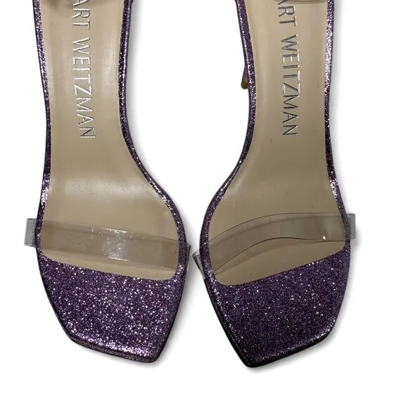 Stuart Weitzman Glitter Lilac High Heel PVC Sandal sz 8 NWOT